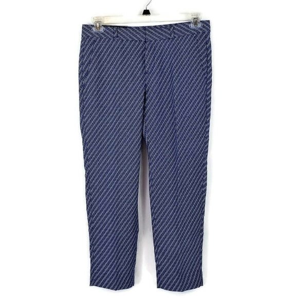 Banana Republic Avery Blue Geometric Stripe Ankle Pants Womens Size 4P Petite - Picture 1 of 7